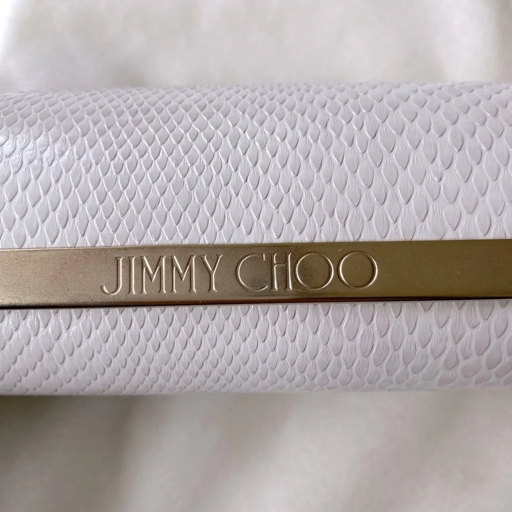 Jimmy Choo White Snakeskin Embossed Hard Shell Sunglasses Case